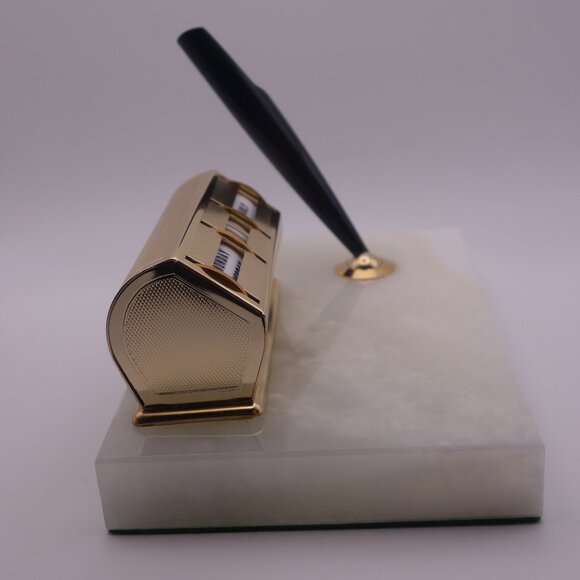 Vintage Marble Pen Holder and Manual Day Date Month Desk Accessory - Picture 5 of 14